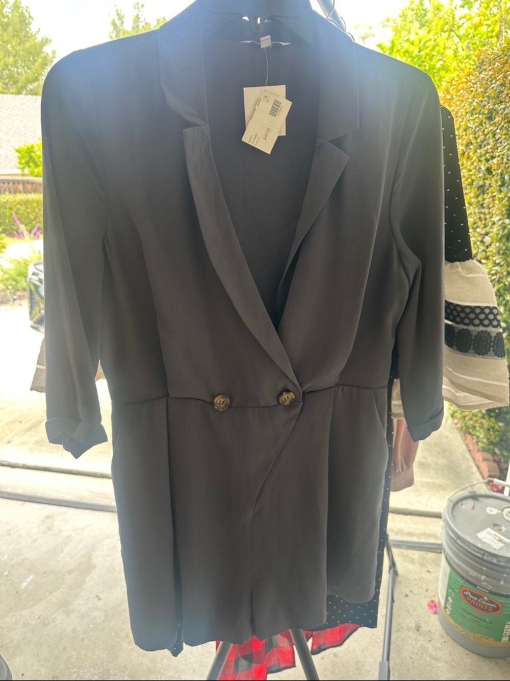 Classic Gray Double-Button Women's Blazer Style Romper NWT